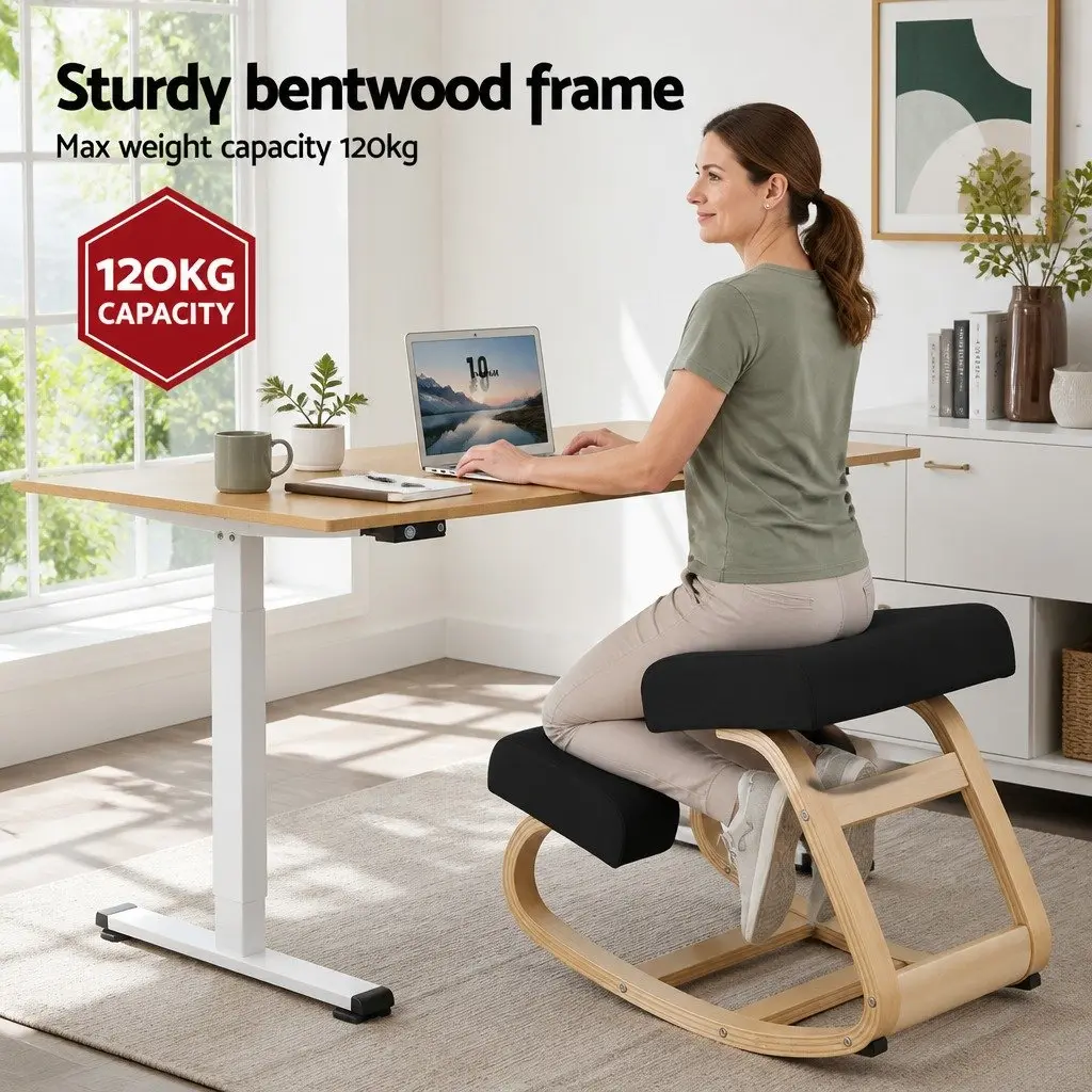 Kneeling Chair Ergonomic Posture Balance Stool Memory Foam Black Steel