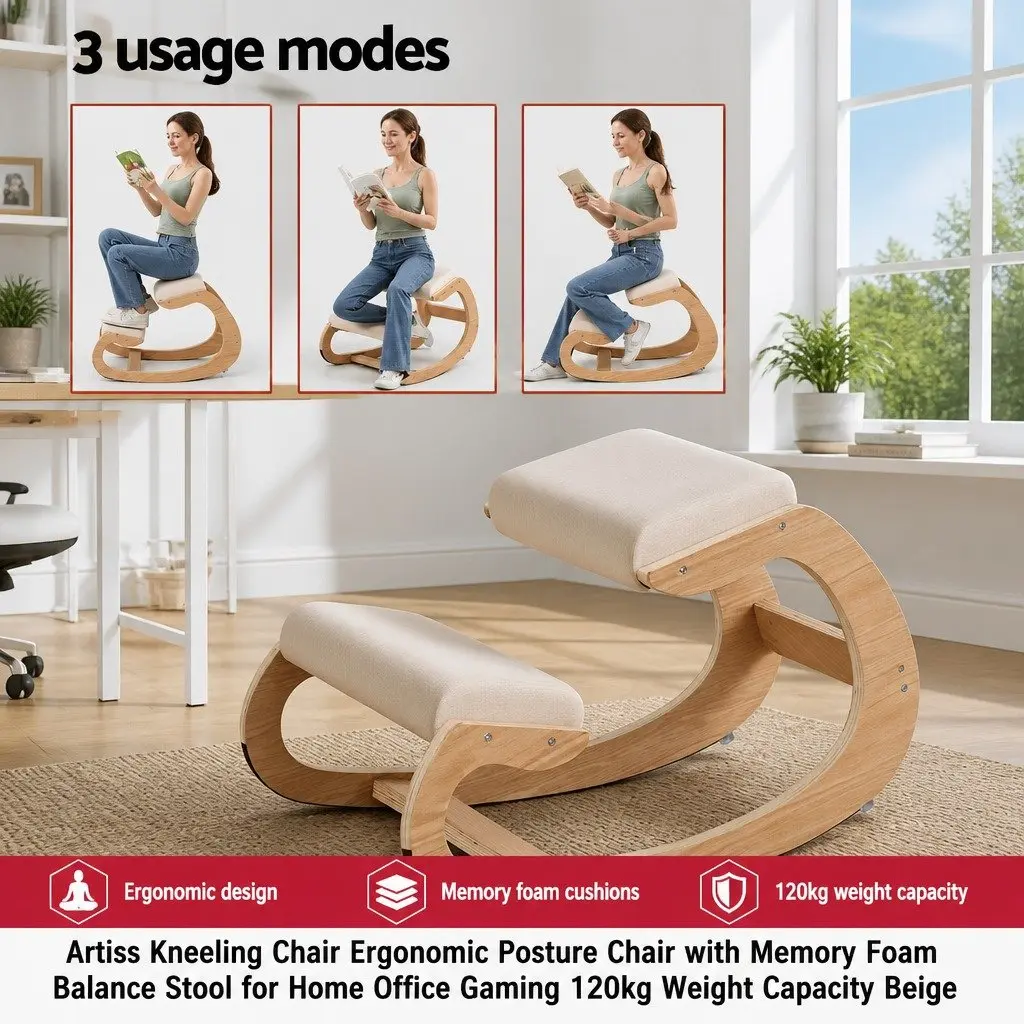 Kneeling Chair Ergonomic Posture Balance Stool Home Office Gaming Memory Foam