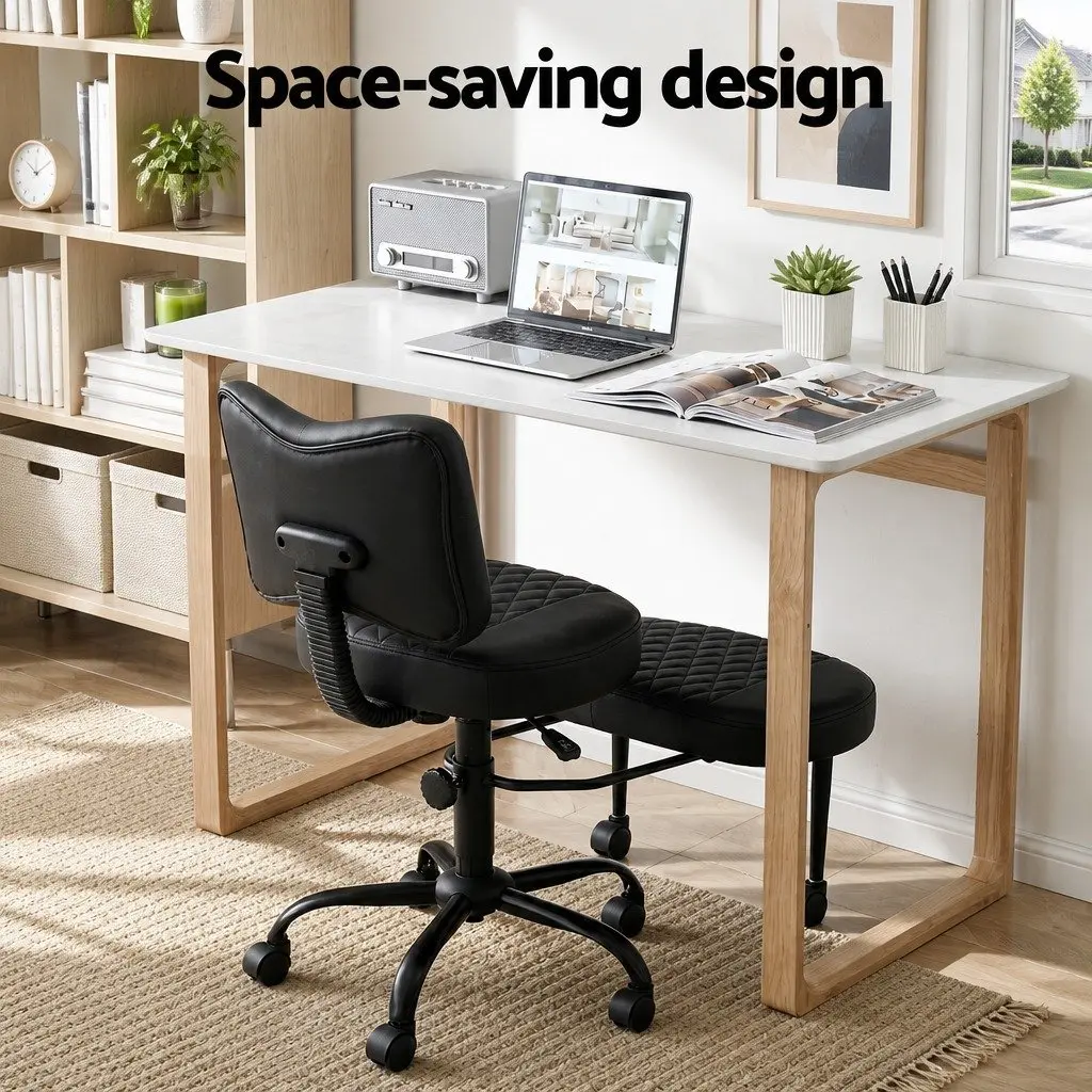 Kneeling Chair Adjustable Height Black Metal PU Leather Ergonomic Meditation Seat