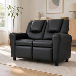 Kids Recliner Chair in Black PU Leather