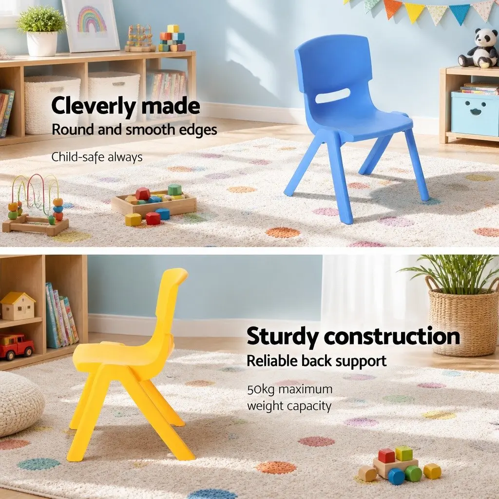 Kids Plastic Chairs Set of 4 Stackable Multicoloured Indoor Outdoor Activity Study Seat