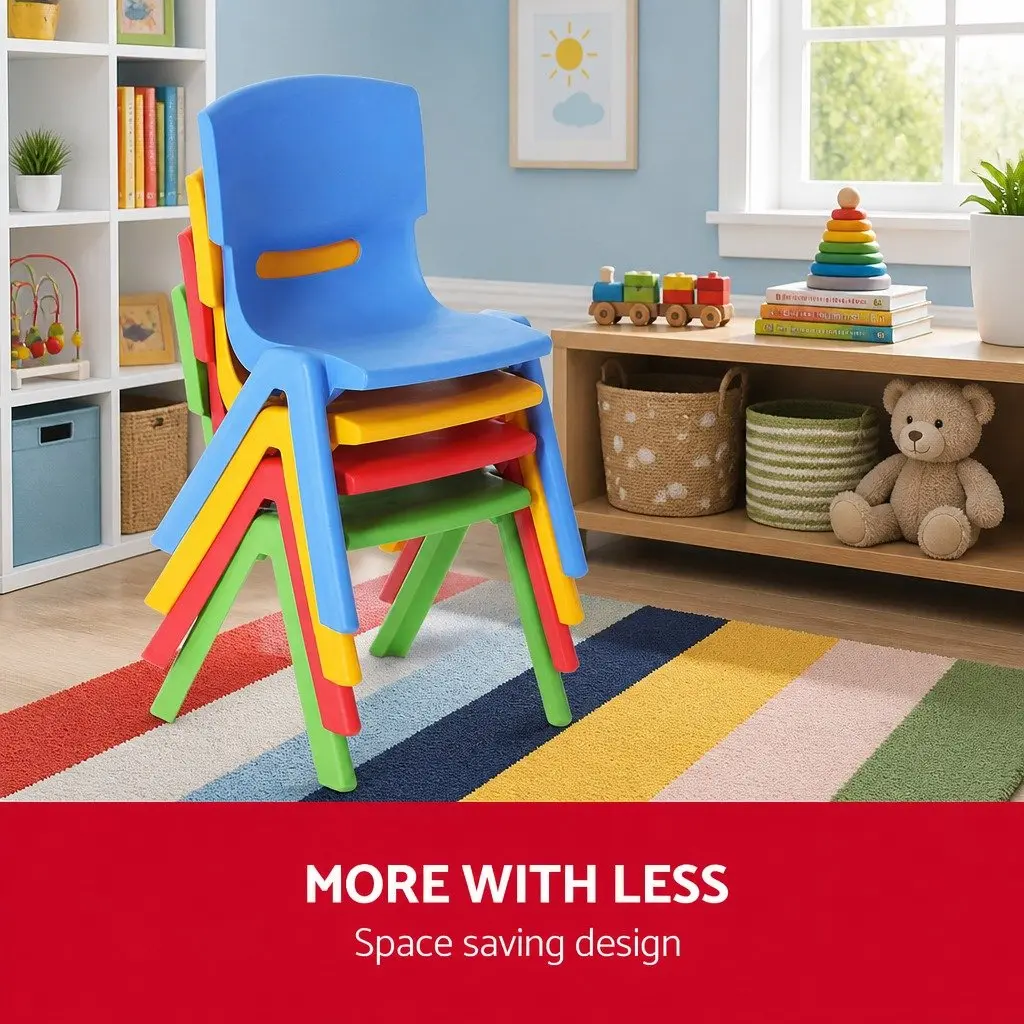 Kids Plastic Chairs Set of 4 Stackable Multicoloured Indoor Outdoor Activity Study Seat