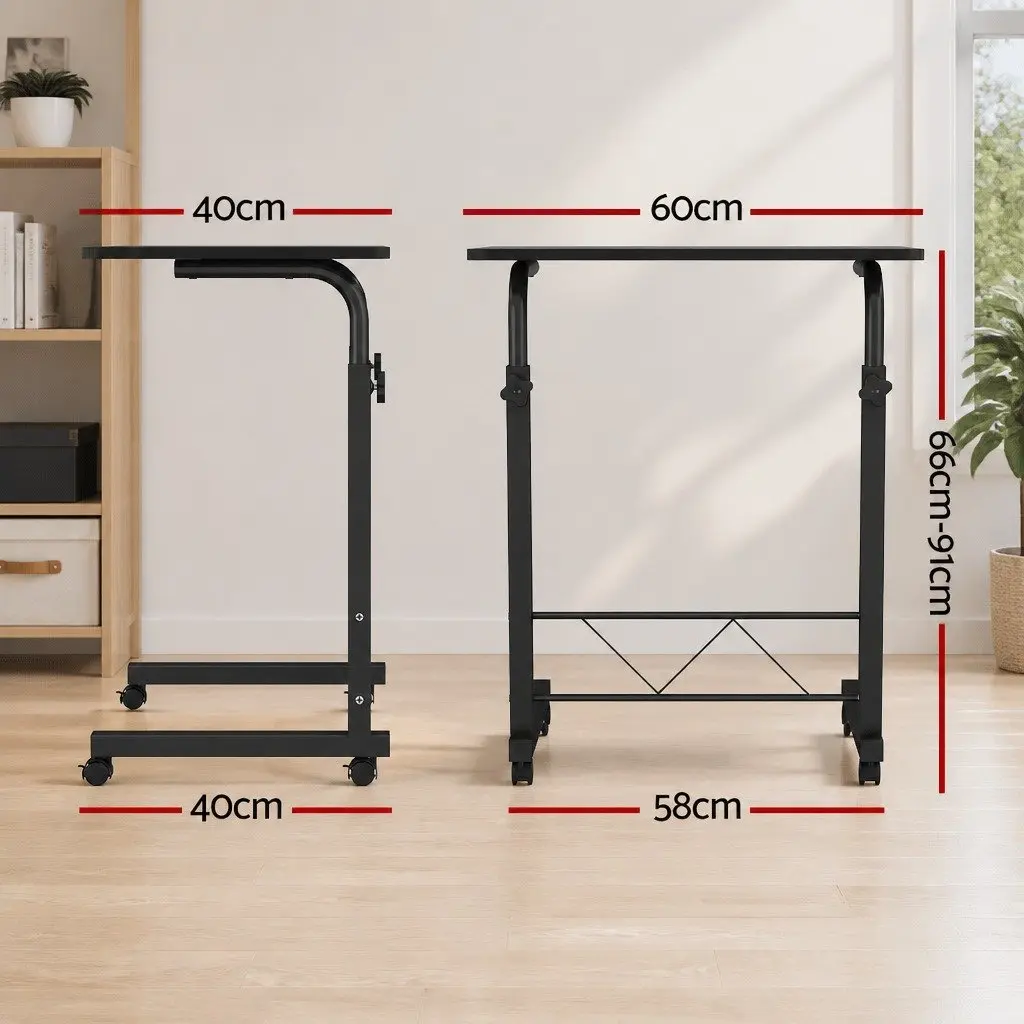 Mobile Laptop Desk Adjustable Height U-Shape Black 60CM MDF and Steel
