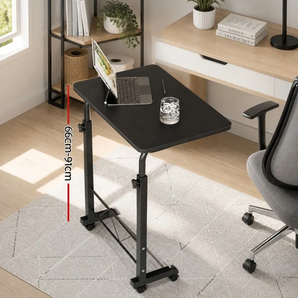 Mobile Laptop Desk Adjustable Height U-Shape Black 60CM MDF and Steel