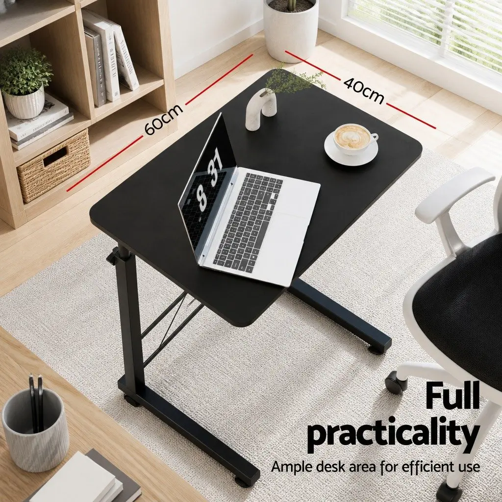Mobile Laptop Desk Adjustable Height U-Shape Black 60CM MDF and Steel