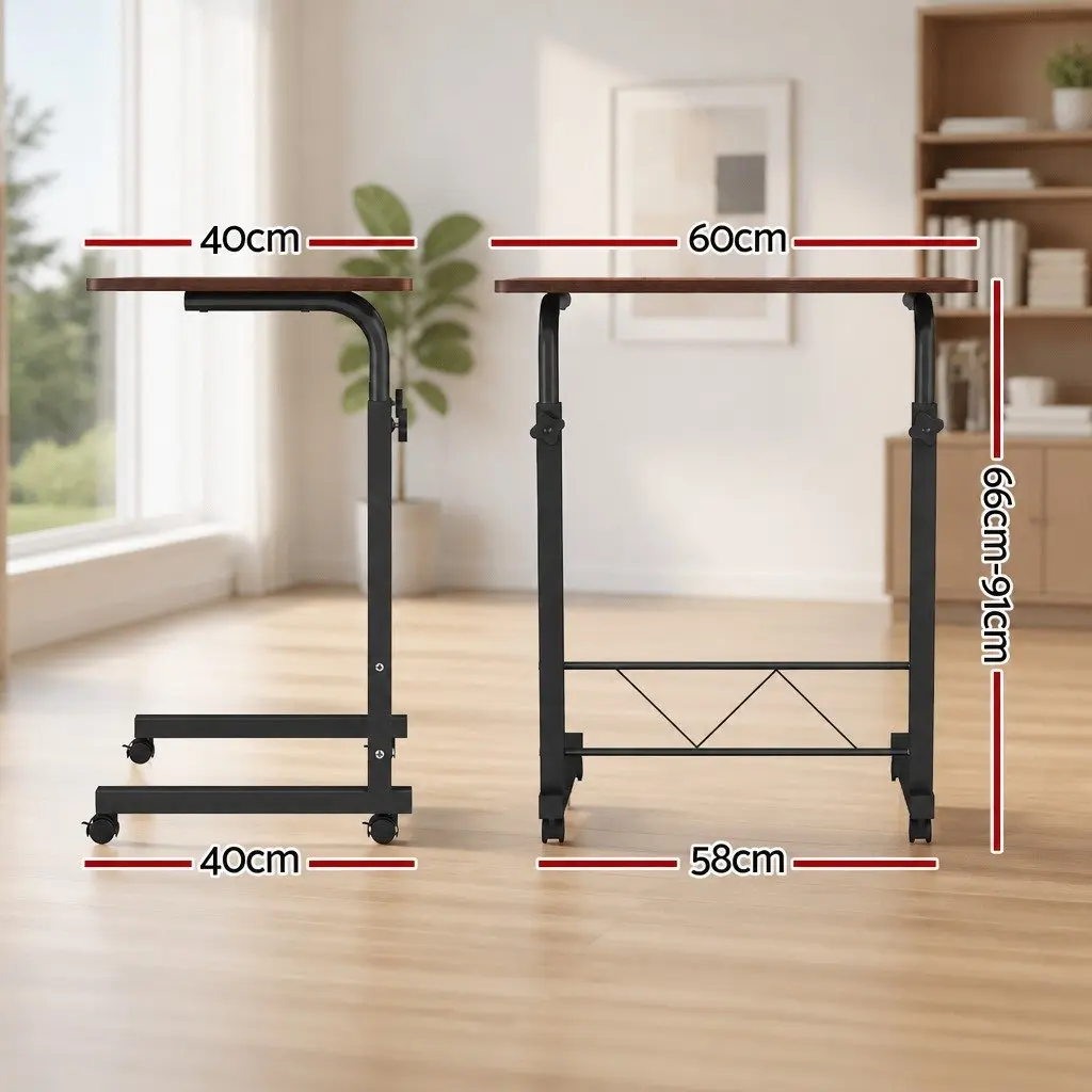 Mobile Laptop Desk Adjustable Height 60cm Brown MDF Steel