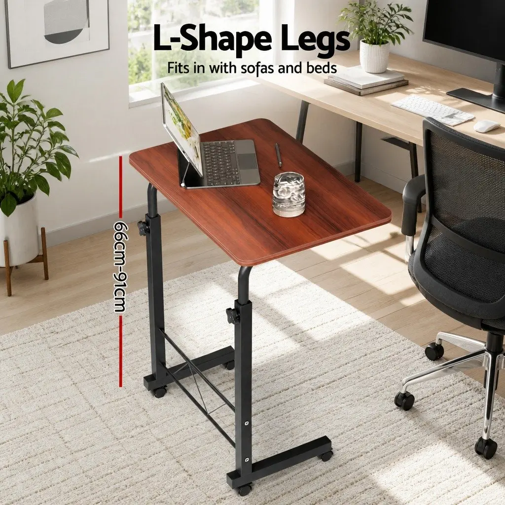 Mobile Laptop Desk Adjustable Height 60cm Brown MDF Steel