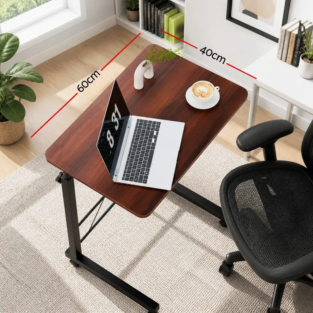 Mobile Laptop Desk Adjustable Height 60cm Brown MDF Steel