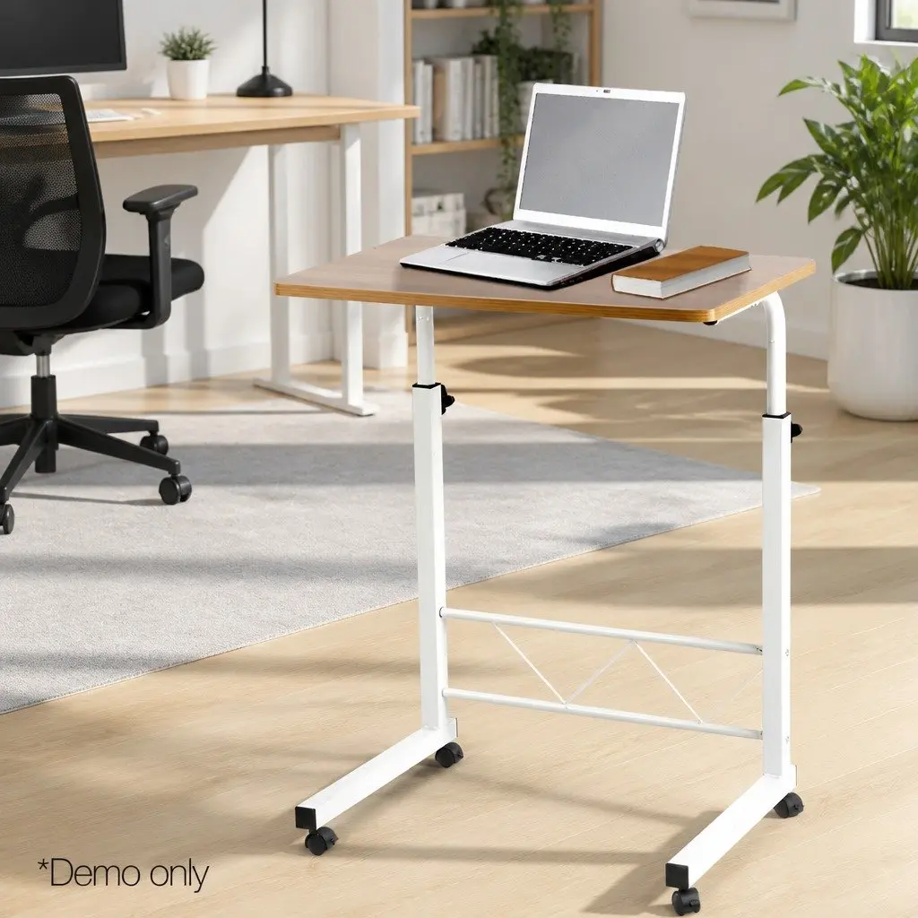 Mobile Laptop Desk Adjustable Height U-Shape 60CM MDF Steel Beige