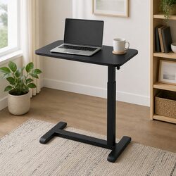Mobile Height Adjustable Laptop Desk with Wheels 70CM Black
