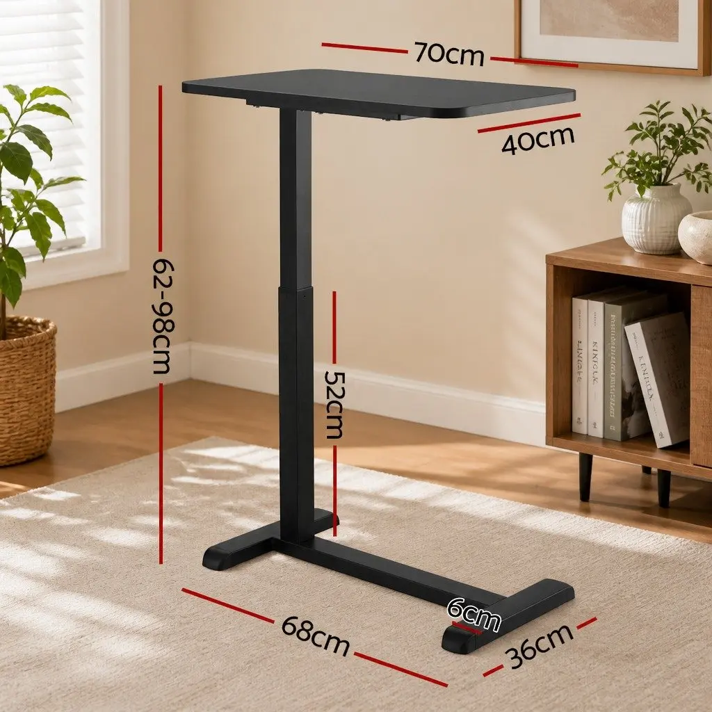 Height Adjustable Mobile Laptop Desk Black 70CM Particle Board