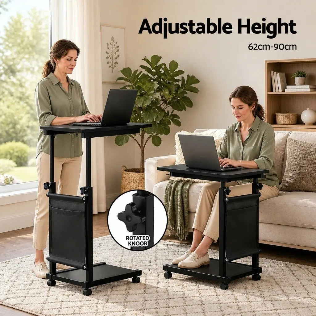 Mobile Laptop Desk Height Adjustable Oak MDF Portable Computer Table 48CM
