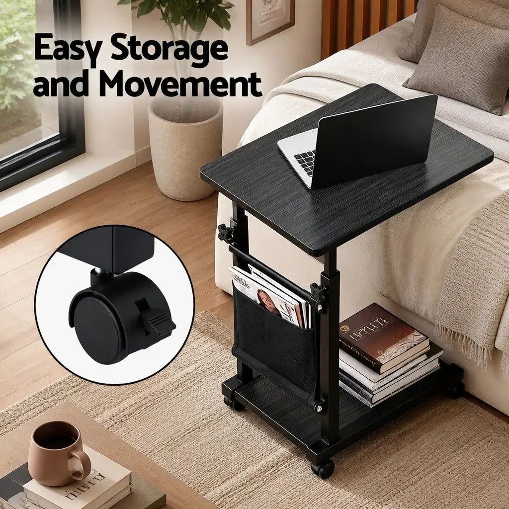 Mobile Laptop Desk Height Adjustable Oak MDF Portable Computer Table 48CM