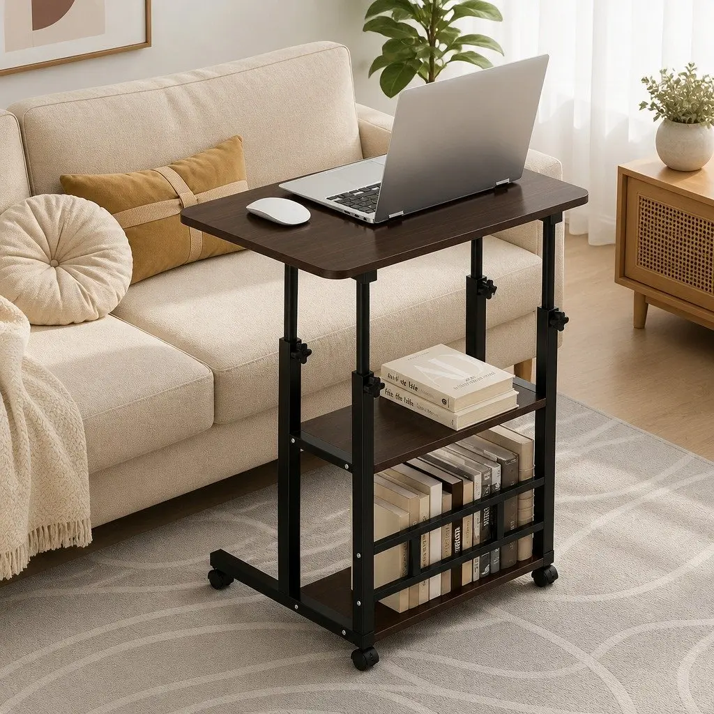 Mobile Laptop Desk Height Adjustable 60CM Steel with Storage
