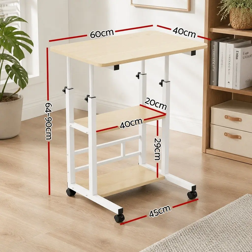 Height Adjustable Mobile Laptop Desk 60CM White