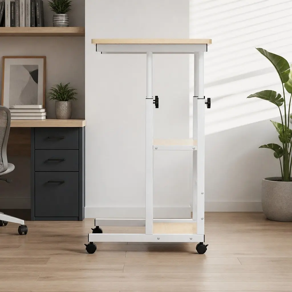 Height Adjustable Mobile Laptop Desk 60CM White