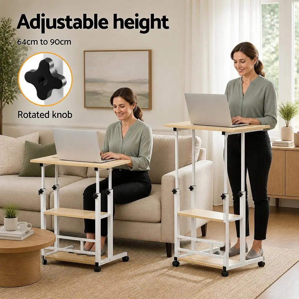 Height Adjustable Mobile Laptop Desk 60CM White
