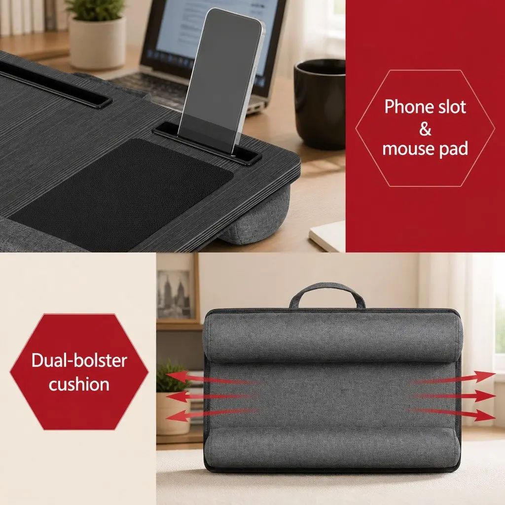 Lap Desk Portable Laptop Stand Black 55CM MDF