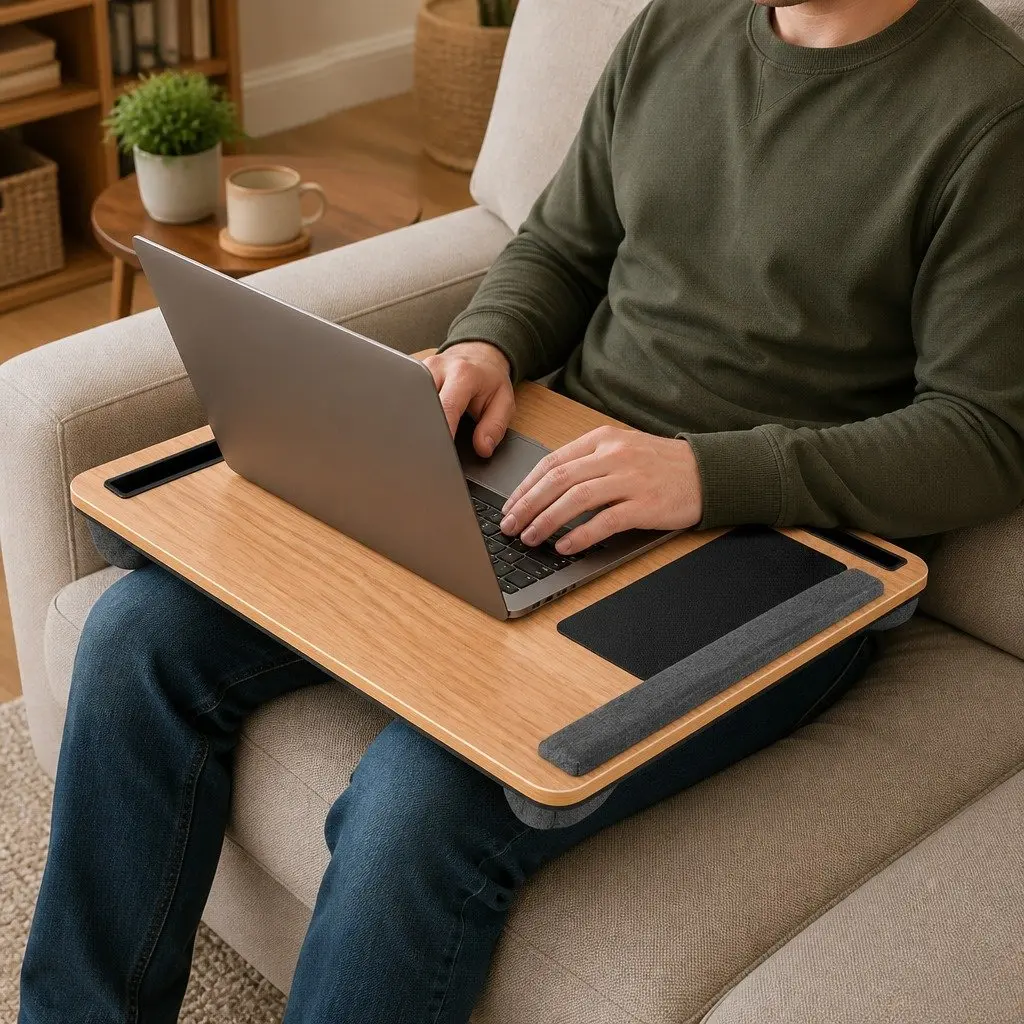Portable Lap Desk with Wrist Rest and Phone Slot