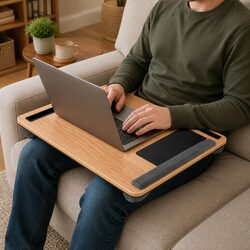 Portable Lap Desk with Wrist Rest and Phone Slot