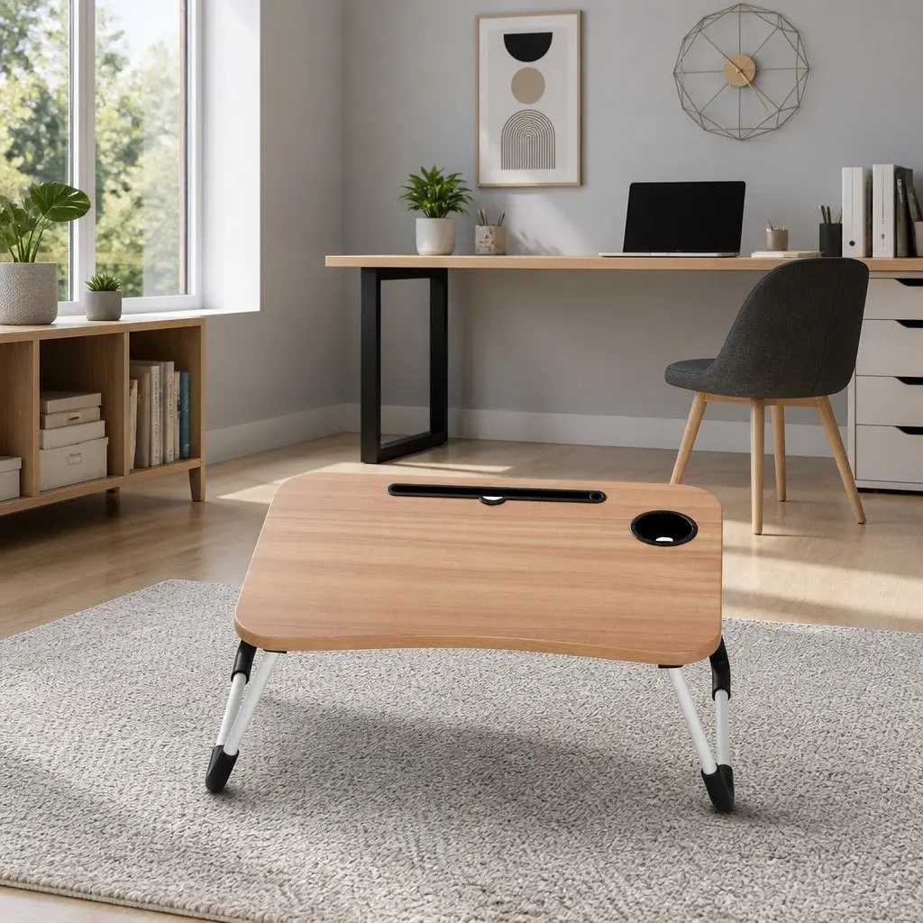 Laptop Stand Foldable Pine 60 x 40 x 25.5 cm MDF Steel Portable Adjustable