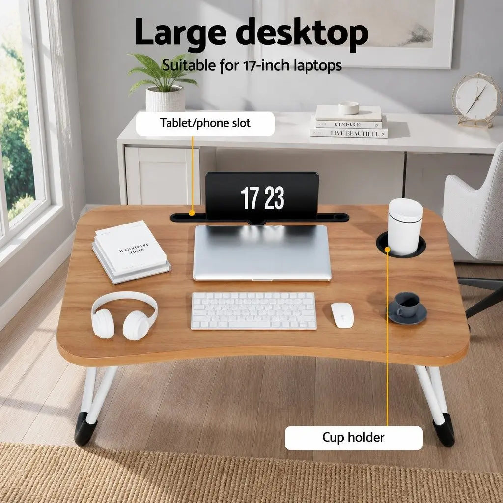 Laptop Stand Foldable Pine 60 x 40 x 25.5 cm MDF Steel Portable Adjustable