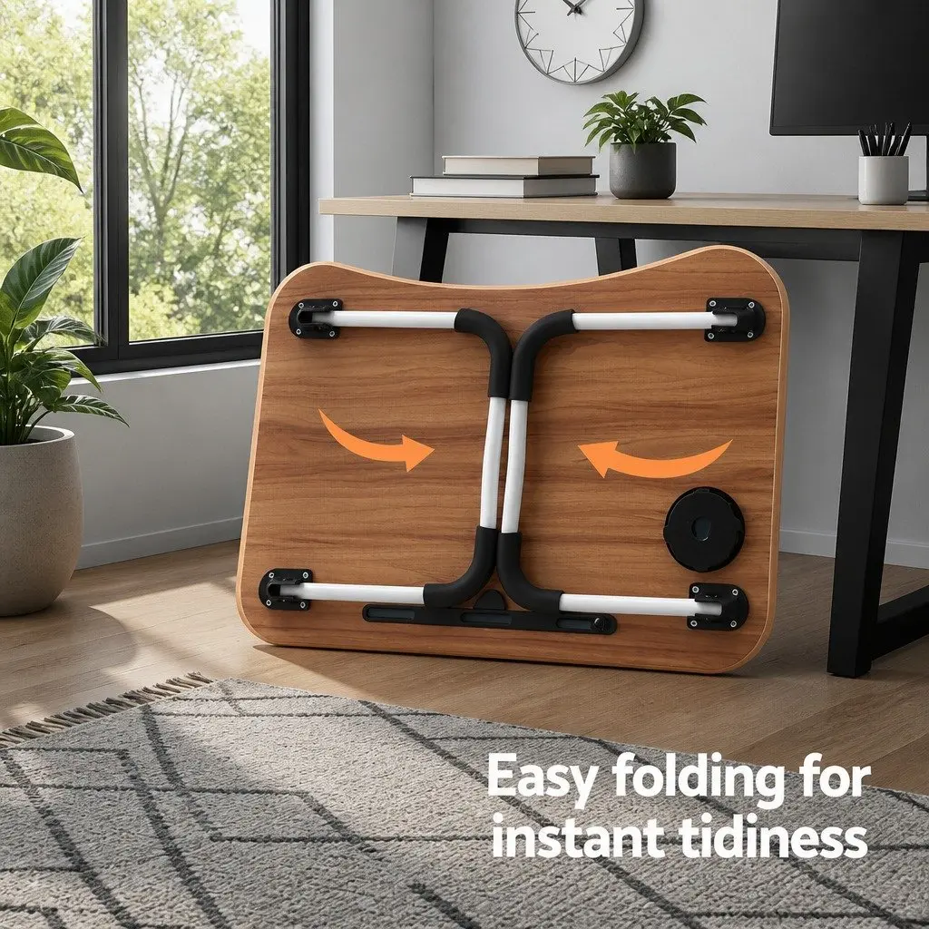Laptop Stand Foldable Pine 60 x 40 x 25.5 cm MDF Steel Portable Adjustable