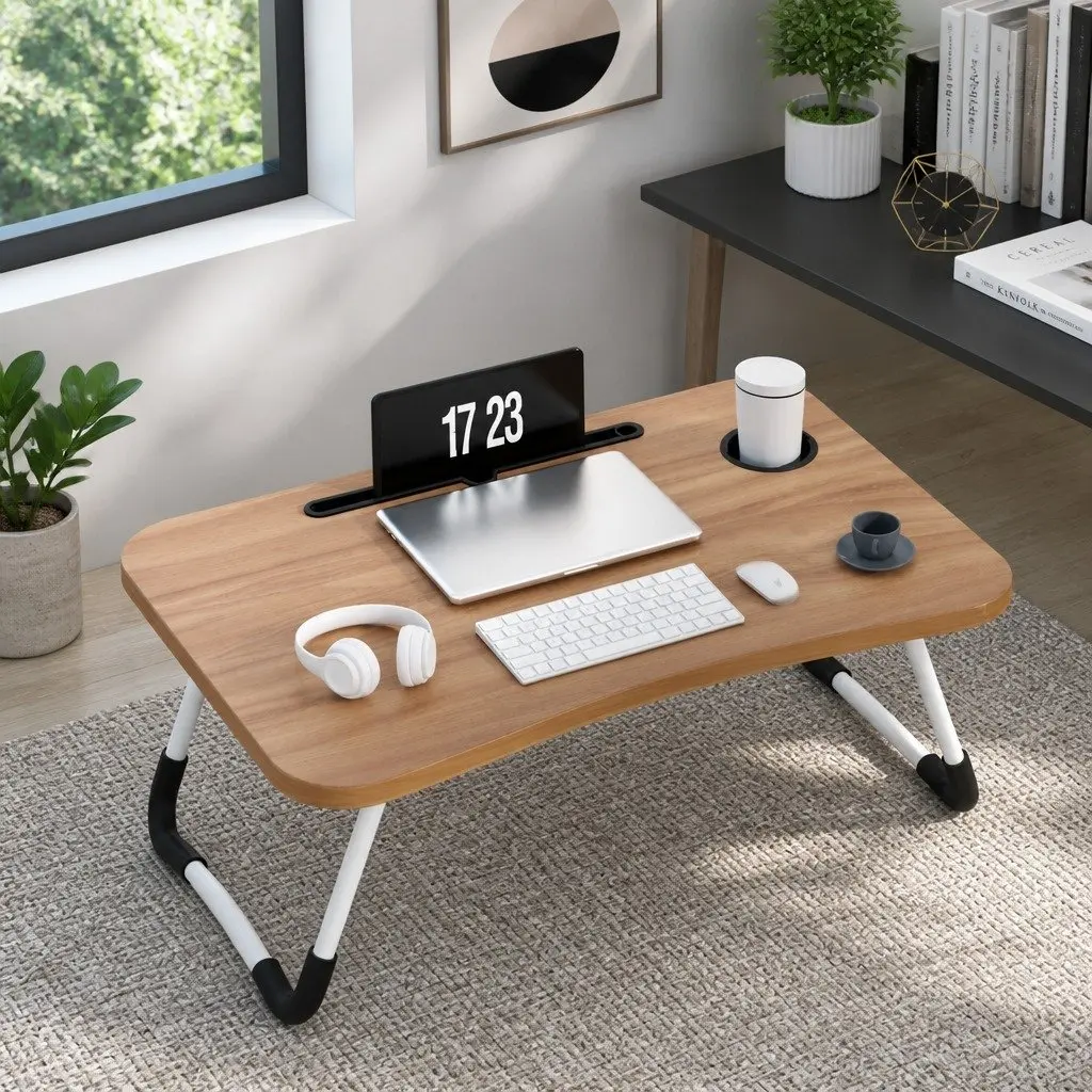 Laptop Stand Foldable Pine 60 x 40 x 25.5 cm MDF Steel Portable Adjustable