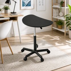 Height Adjustable Portable Laptop Desk with Wheels 60cm Black