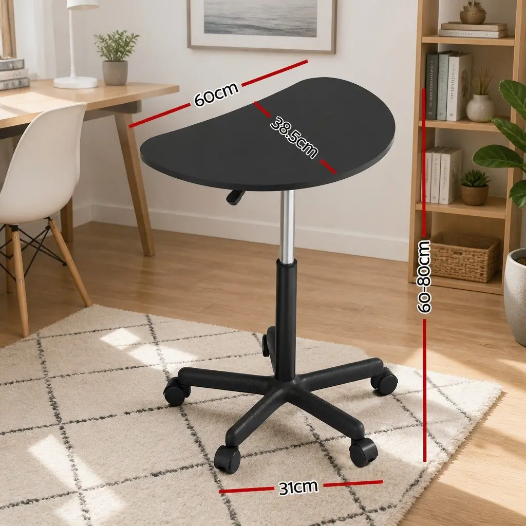 Laptop Desk Portable Height Adjustable 60cm Black MDF Steel