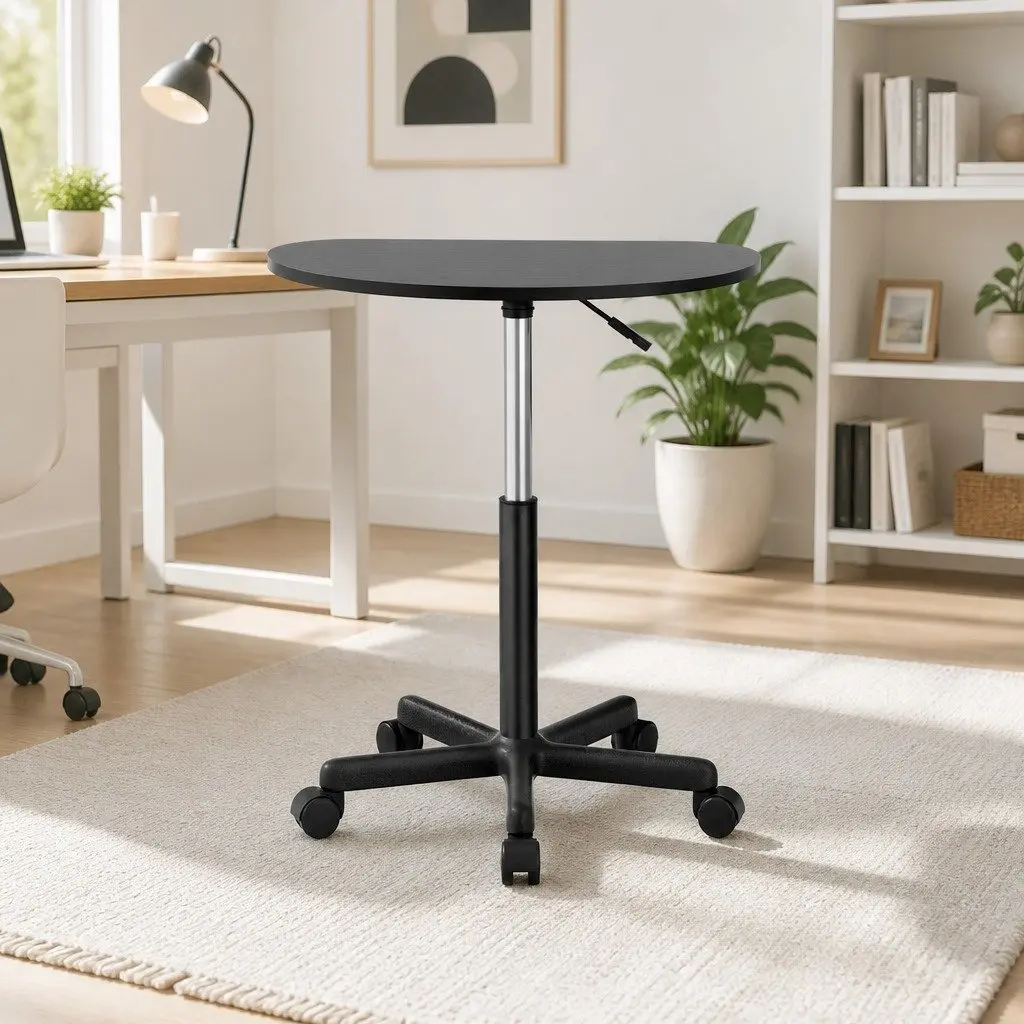 Laptop Desk Portable Height Adjustable 60cm Black MDF Steel