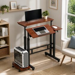 Portable Dual Laptop Desk with Adjustable Heights