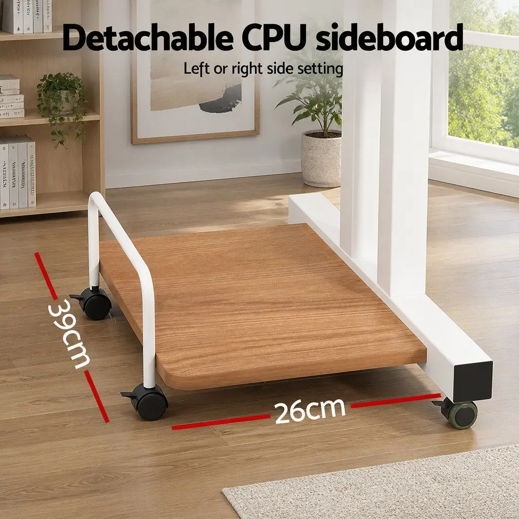 Mobile Twin Laptop Desk Adjustable Height Tilting Tabletop Steel Light Wood