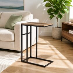 C-Shape Industrial Side Table for Cozy Living Spaces