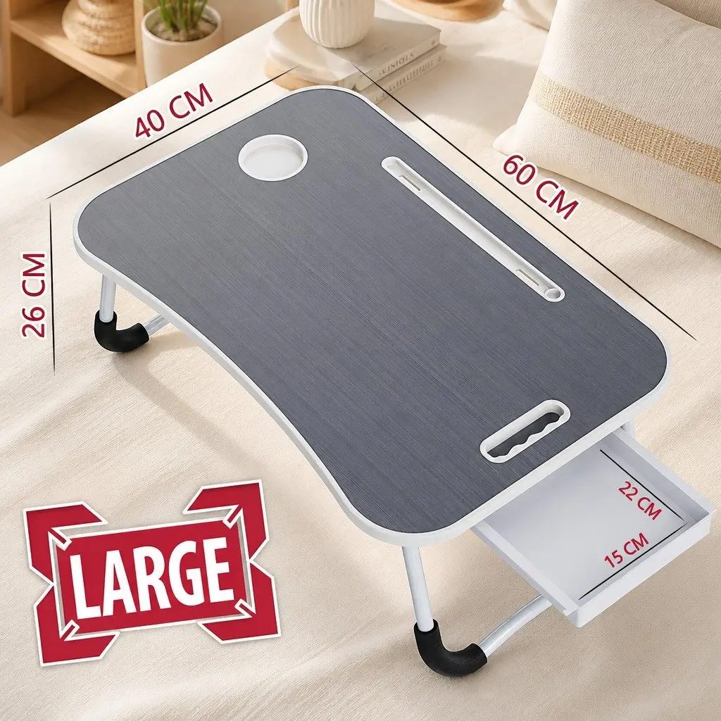 Laptop Desk Foldable Portable 60 x 40 cm MDF Steel for Home Office Study Writing