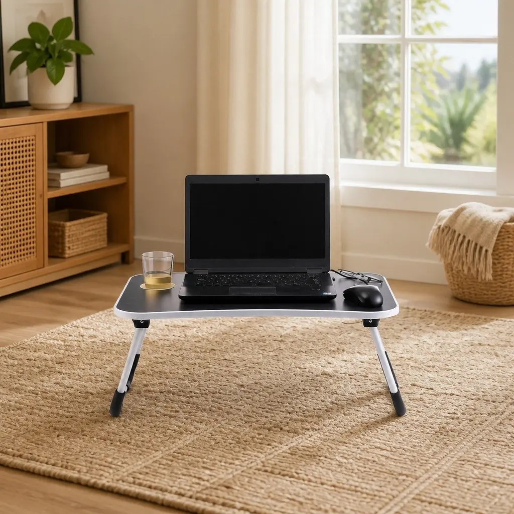 Laptop Desk Foldable Portable 60 x 40 cm MDF Steel for Home Office Study Writing
