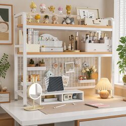 2-Tier Metal Desktop Hutch Bookshelf for Organizing