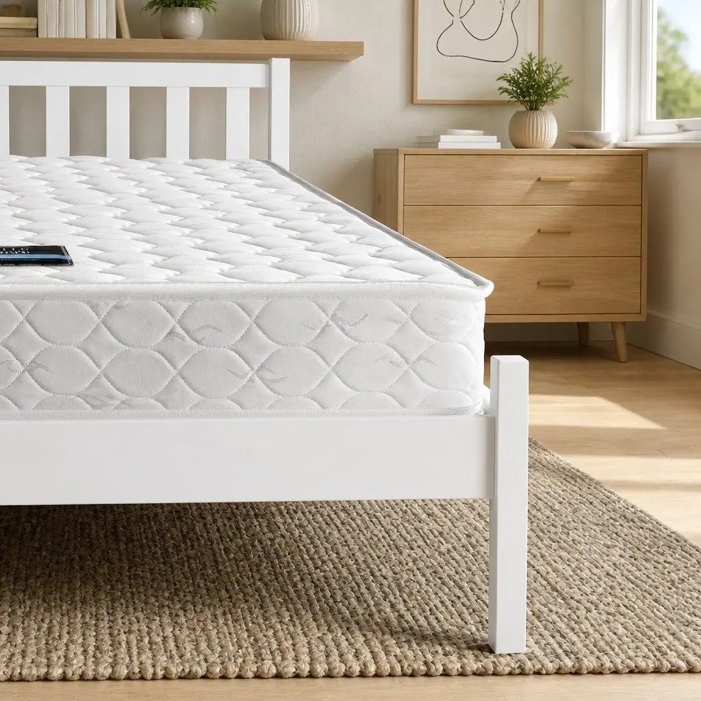 Double Mattress and Wooden Bed Frame in Natural Pine