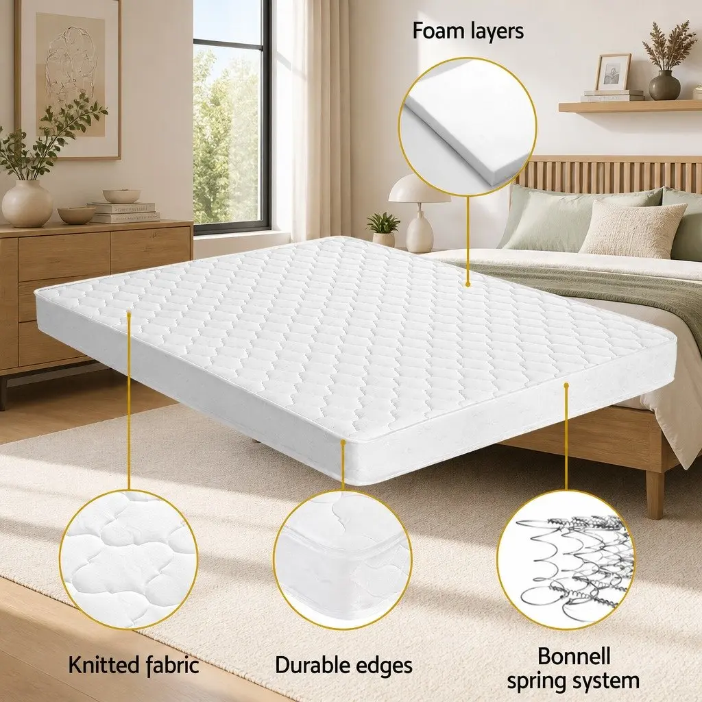 Double Mattress and Wooden Bed Frame in Natural Pine