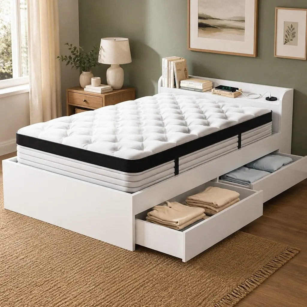 Single Mattress with 5-Zone Pocket Spring and Storage Frame