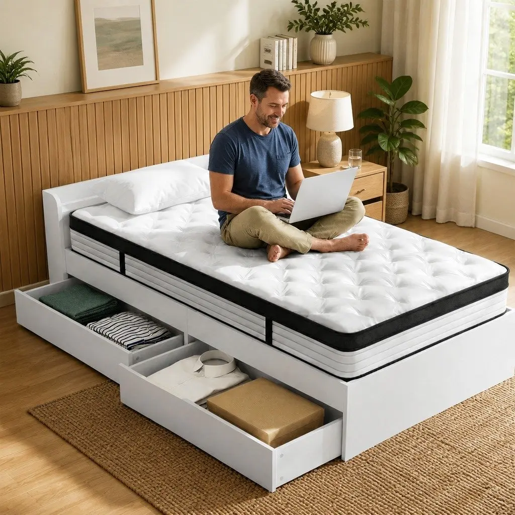 Single Mattress with 5-Zone Pocket Spring and Storage Frame