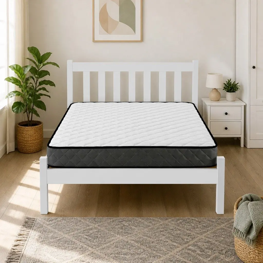 Single Bed Frame and Mattress Set in White Pine