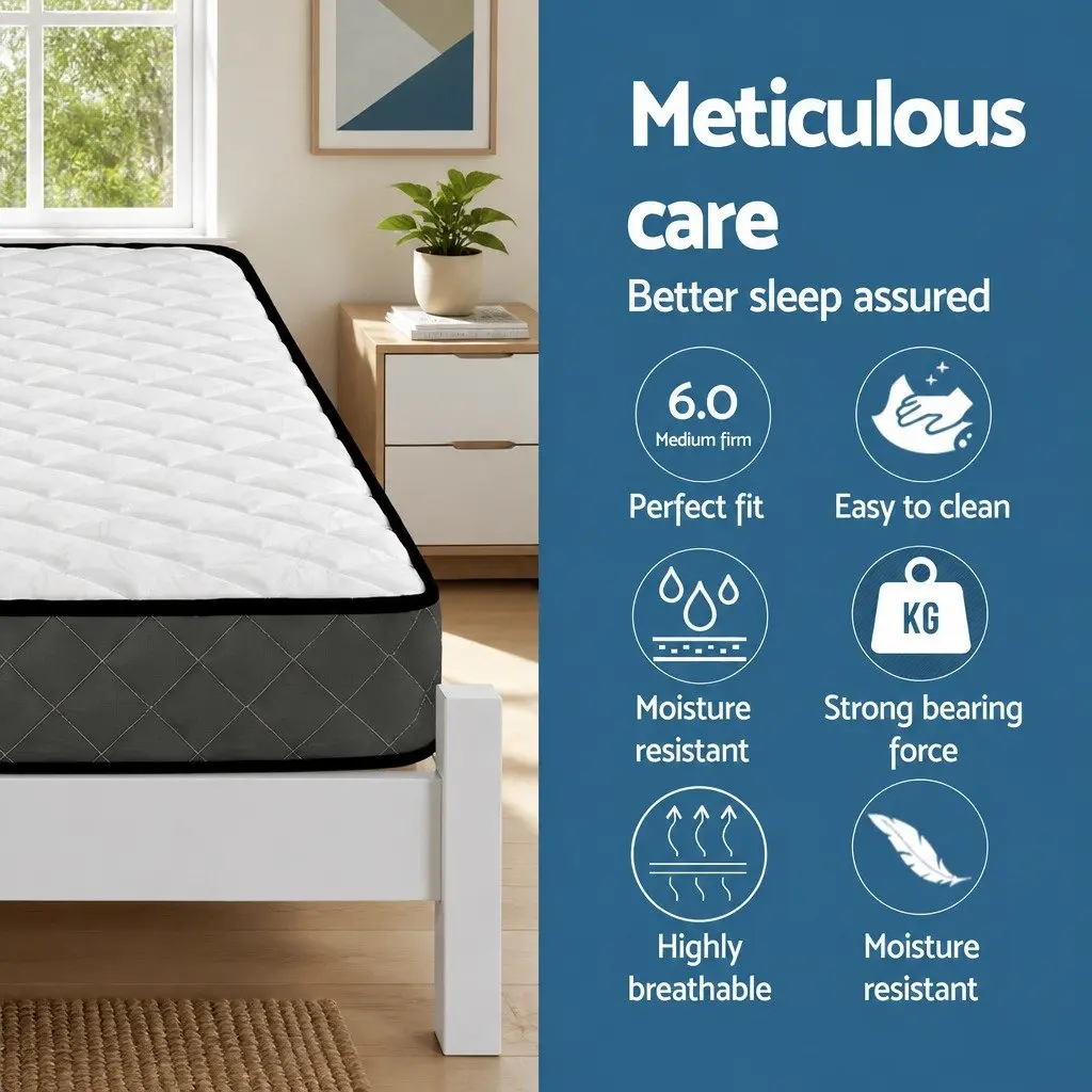Single Bed Frame and Mattress Set in White Pine