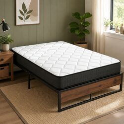 Inviting Double Metal Bed Frame and Hybrid Mattress Set