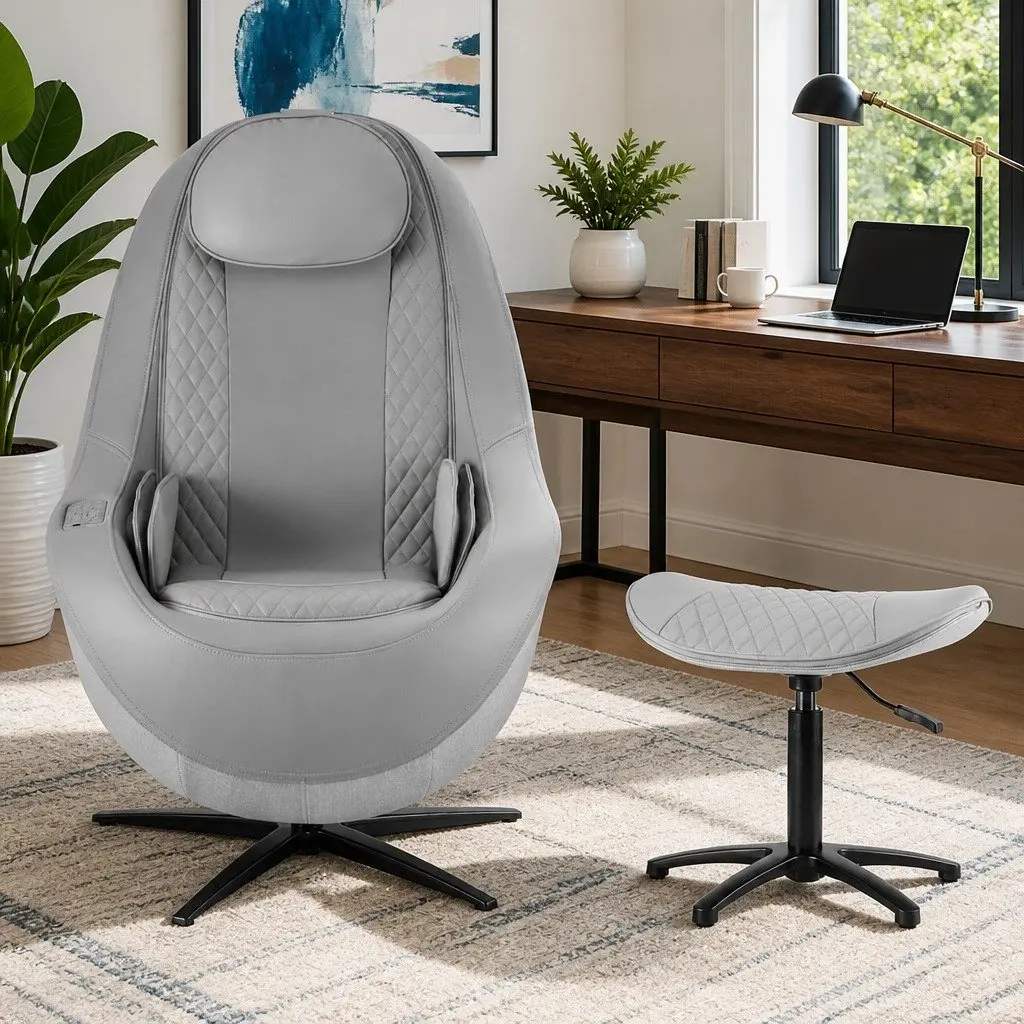 Massage Chair Electric Recliner 3D Roller Grey PU Leather Home Spa Therapeutic 133cm SL-track