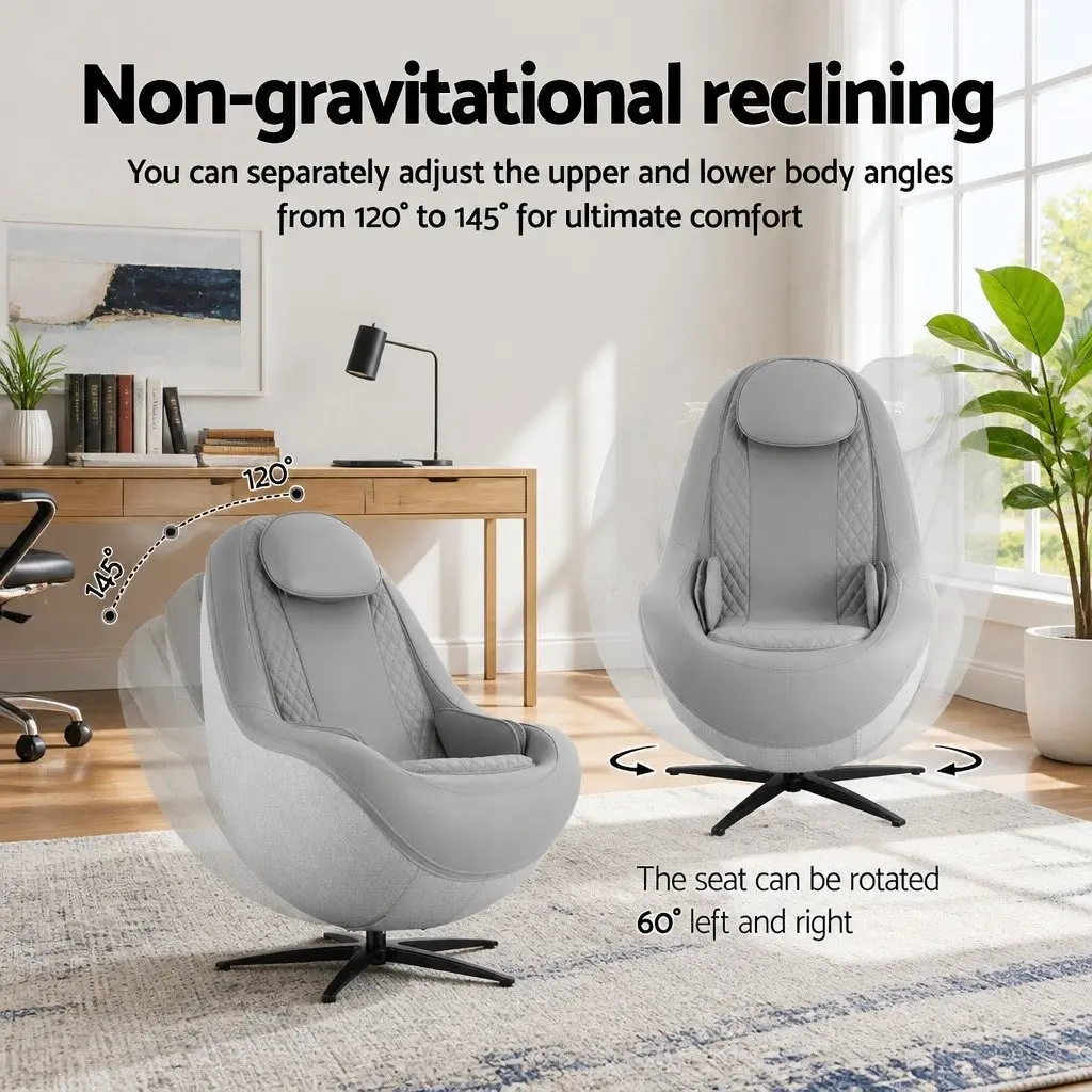 Massage Chair Electric Recliner 3D Roller Grey PU Leather Home Spa Therapeutic 133cm SL-track