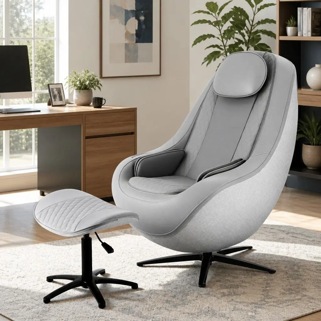 Massage Chair Electric Recliner 3D Roller Grey PU Leather Home Spa Therapeutic 133cm SL-track