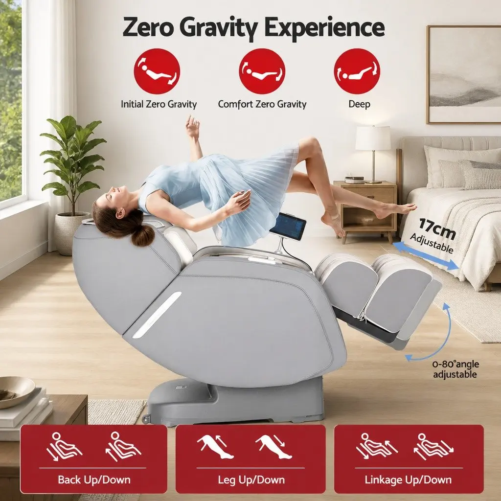 4D Massage Chair Recliner Zero Gravity 130cm SL-Track Electric PU Leather