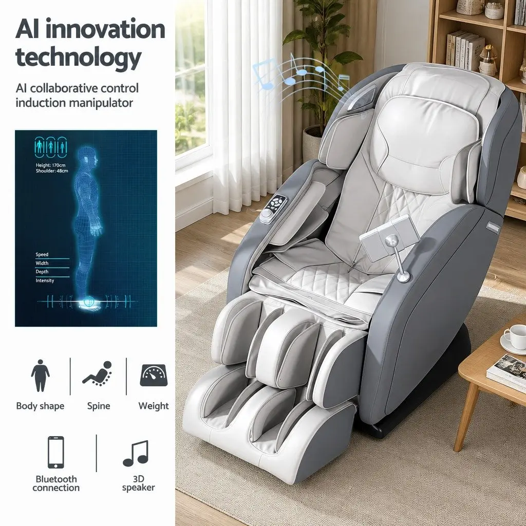 4D Massage Chair Recliner Zero Gravity 130cm SL-Track Electric PU Leather