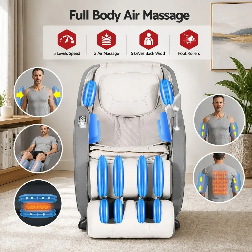 4D Massage Chair Recliner Zero Gravity 130cm SL-Track Electric PU Leather